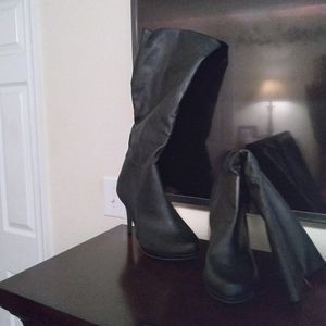 Fioni, Black, faux leather, 3 in, platform boots